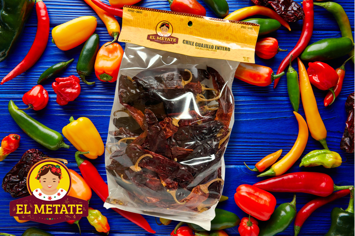 El Metate - Paquete de Chiles Secos - Guajillo, Costeño, Arbol, Pasilla, Puya, Mulato - 16oz cada bolsa (6LB Total)