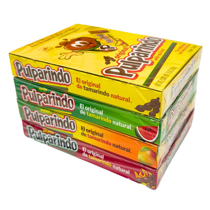 Pulparindo Tamarind Candy 4 Pack - Hot and Salted Tamarind Pulp Candy - Original, Mango, Watermelon, Extra Spicy