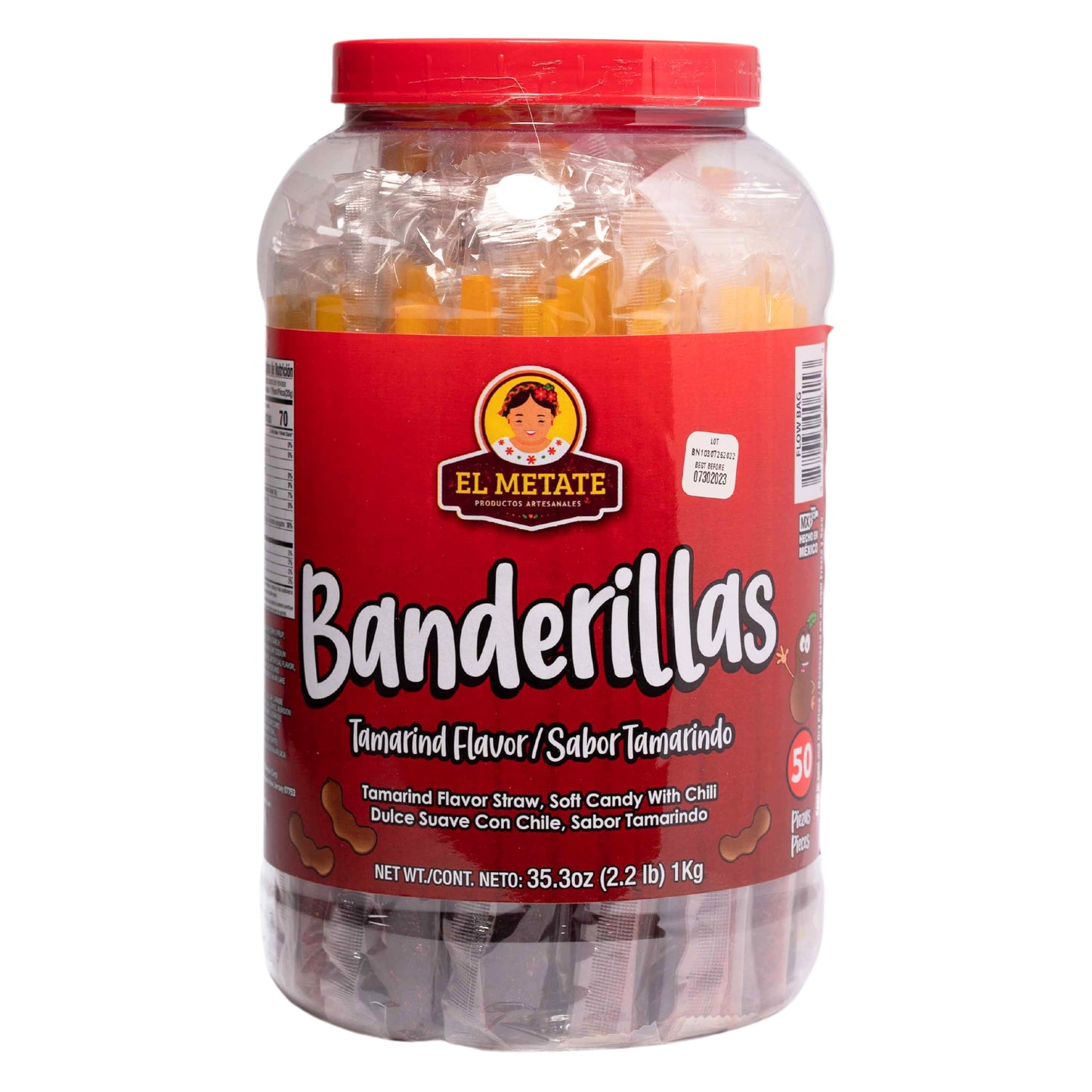 El Metate Banderilla Vitrolero Tamarindo (Con Envoltura) 50pz