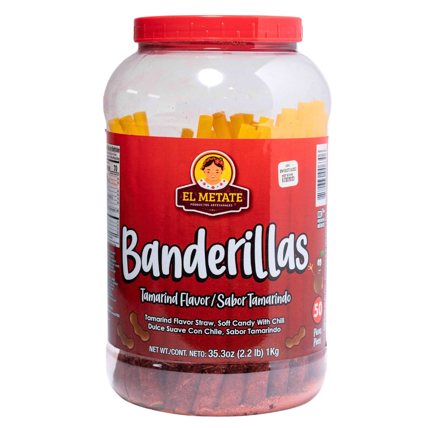 El Metate Banderilla Vitrolero Tamarindo (Sin Envoltura) 50pz